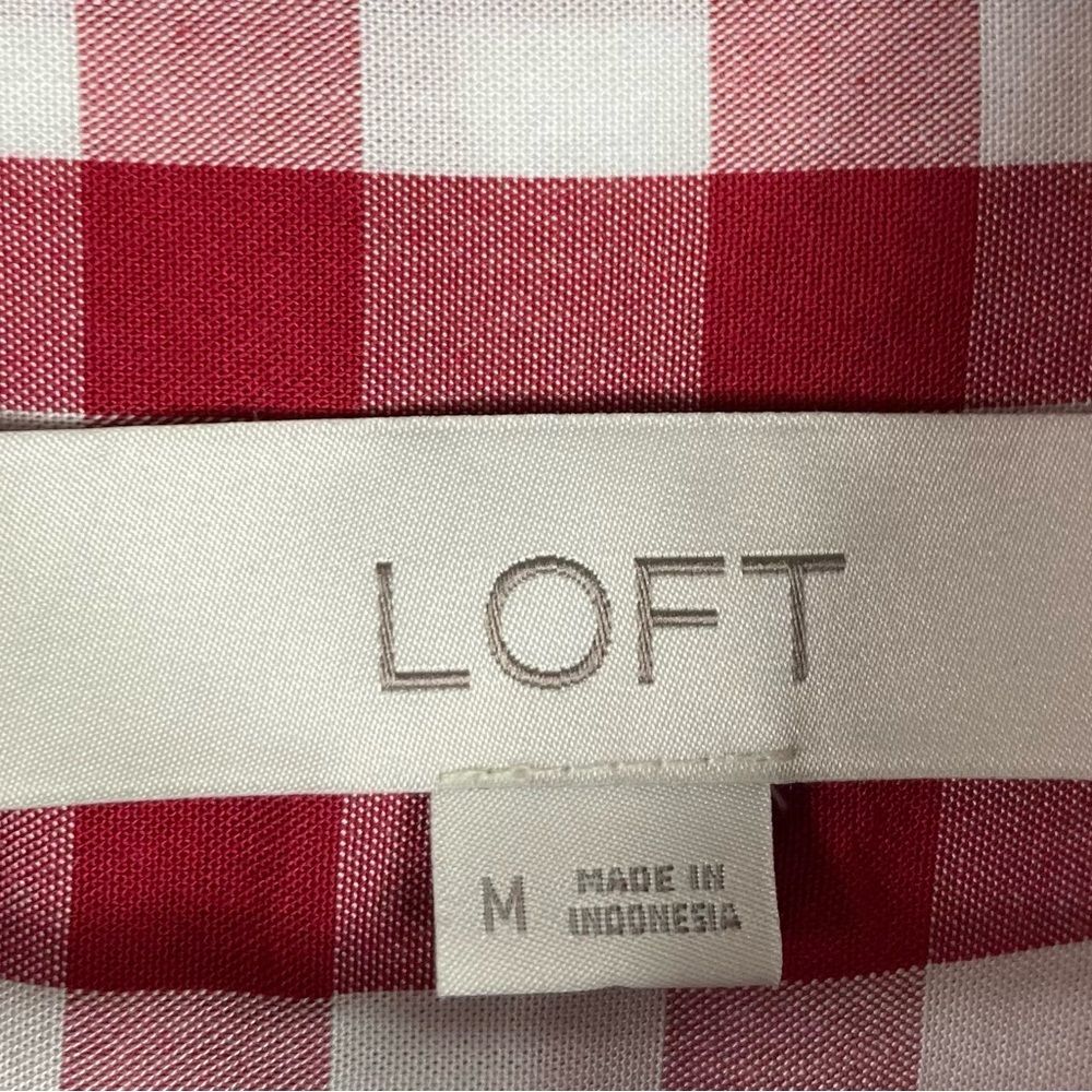 Loft Medium Gingham Button Down Long Sleeve Blouse - image 2